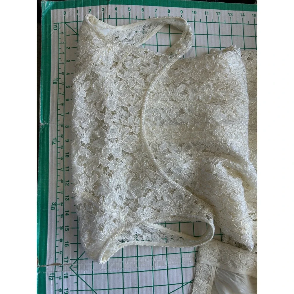 Vintage 90s Cache Ever After Ivory Lace Sequin Maxi Gown Dress Womens 6 Ivory - Picture 5 of 16